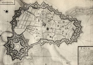 Plano y fortificaciones de Lille alrededor de 1670, de 